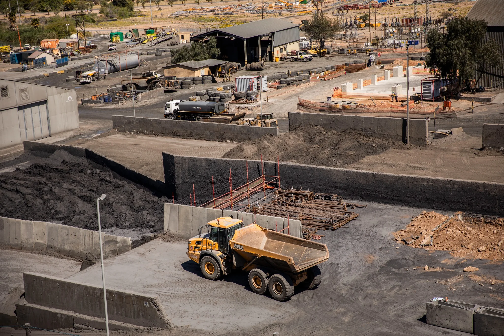 Aerial view of mining haulage operations in Namibia